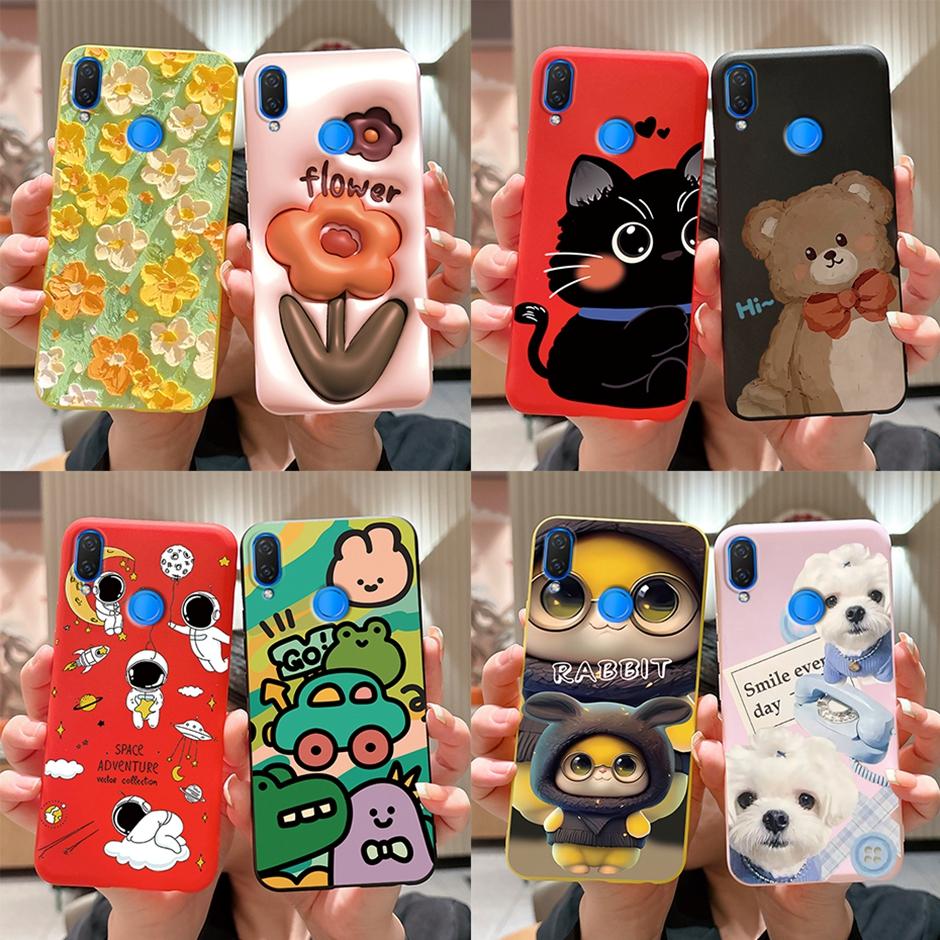 Cute Rabbit Photograph Phone Case For Honor 10 Lite Liquid Silicone Cover Shell For Huawei P smart 2019 Graffiti Bumper