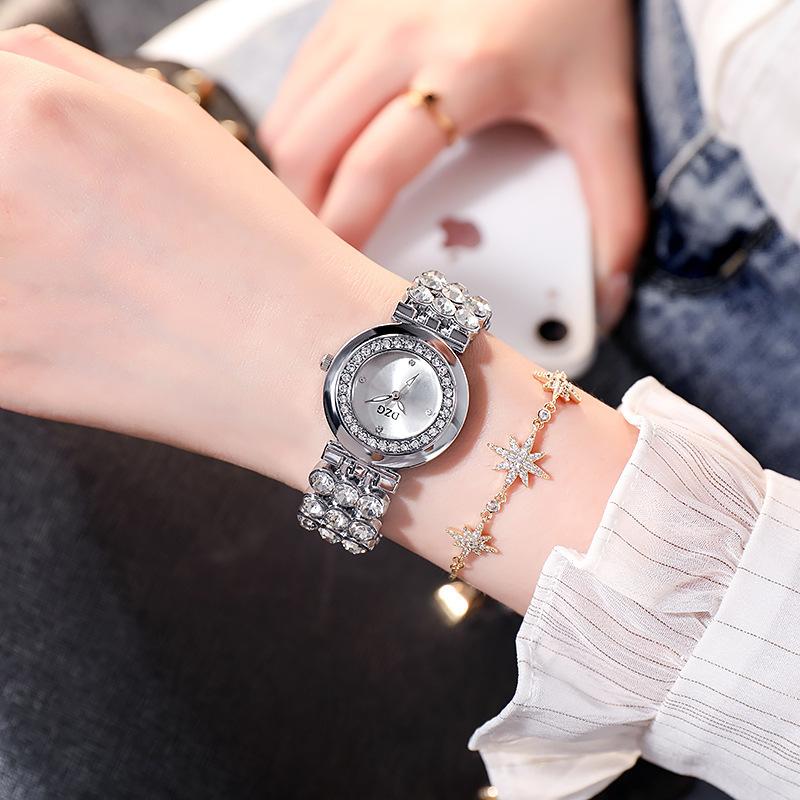 Dzg Women'S Watches, Rhinestone Subdials, Glossy Quartz Watches, Casual And Simple Temperament Watches