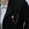 Rhinestone Men Brooch Tassel Chain Suit Collar Pin Vintage Star Tassel Brooch  Gift