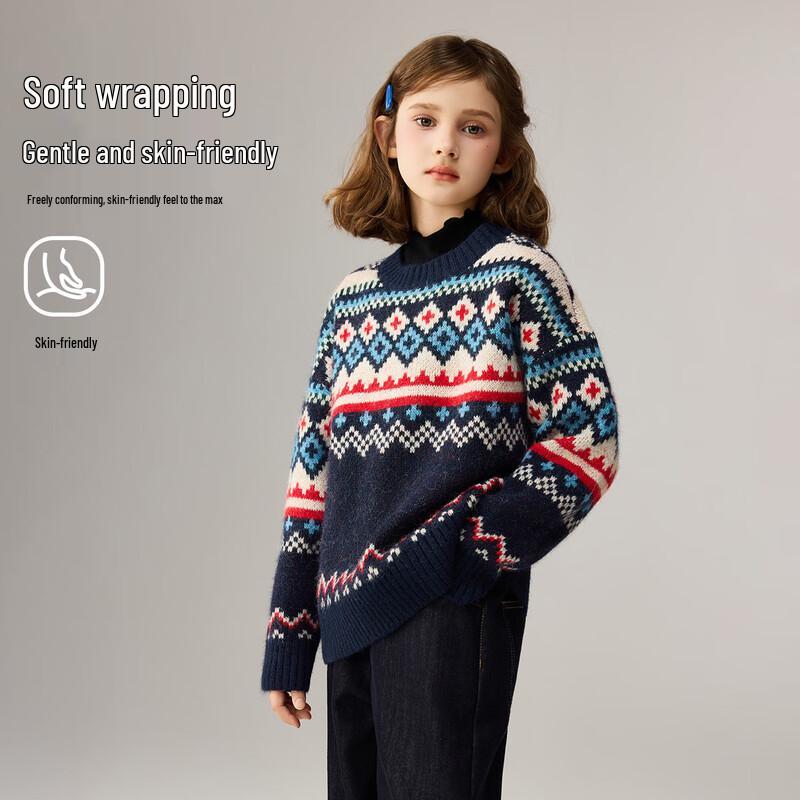 ASK JUNIOR Fair Isle Girls' Jacquard Sweater