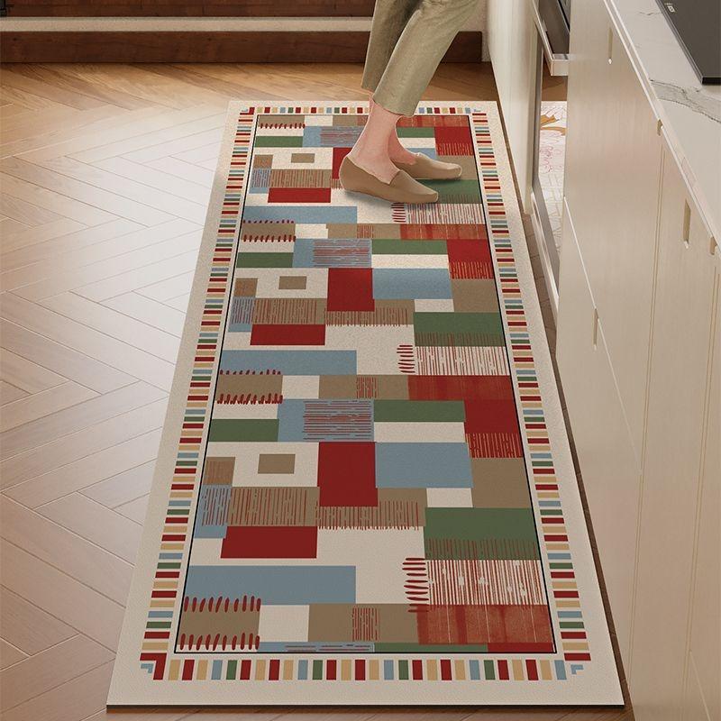 Kitchen Floor Mat Dopamine Color Style Carpet Water-absorbing Quick-drying Oil-absorbing Rug Diatom Mud Non-slip Long Strip Mats