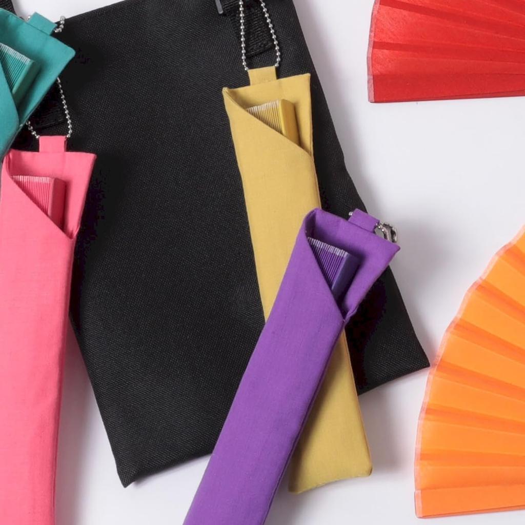 Nishikawa Shouroku Shoten Mini Fan for Summer, with Fan Bag, Women's Fashion Fan, Craft, Mustard