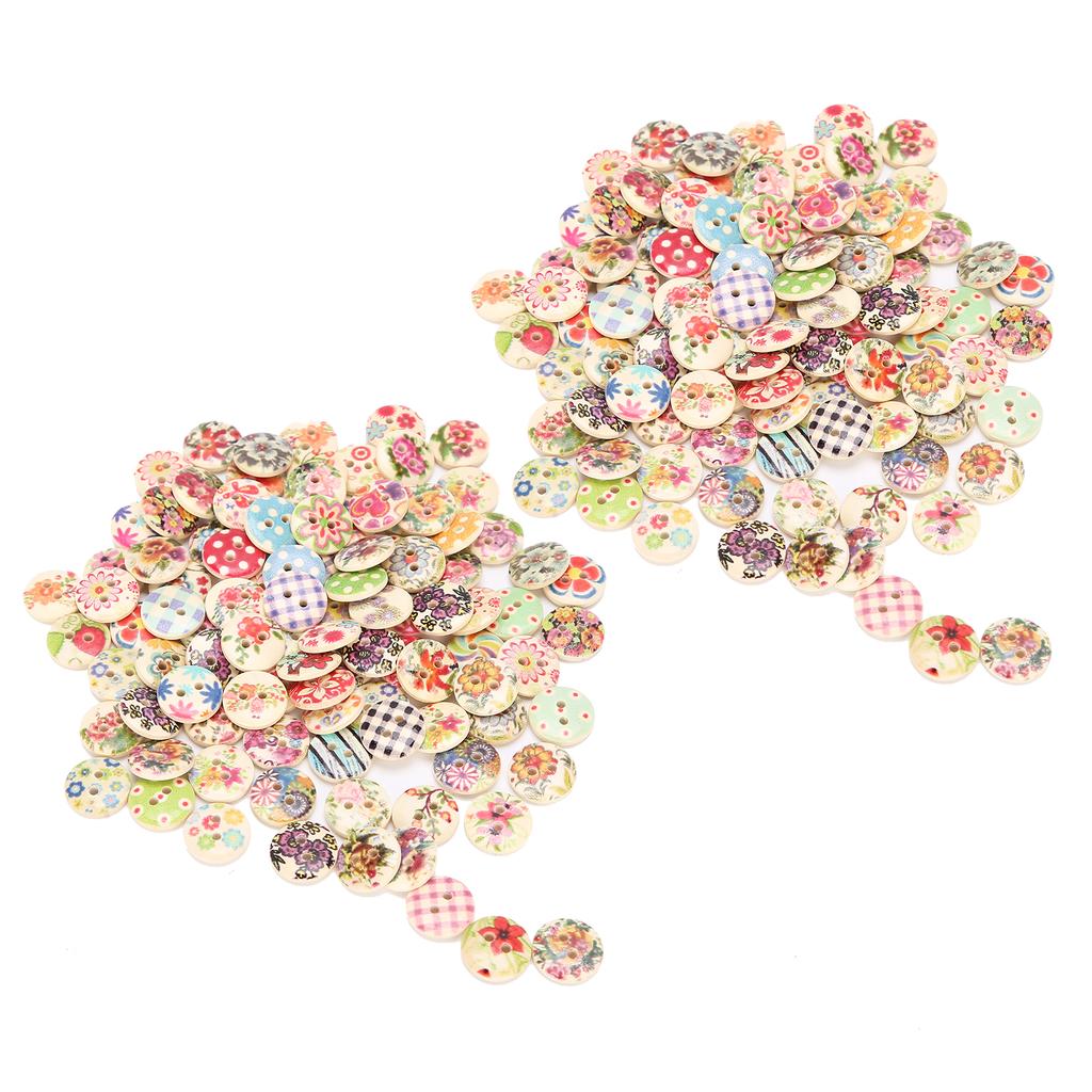 200Pcs Wooden Sewing Buttons 15mm with Assorted Colors for Crafts Making Clothing Sewing