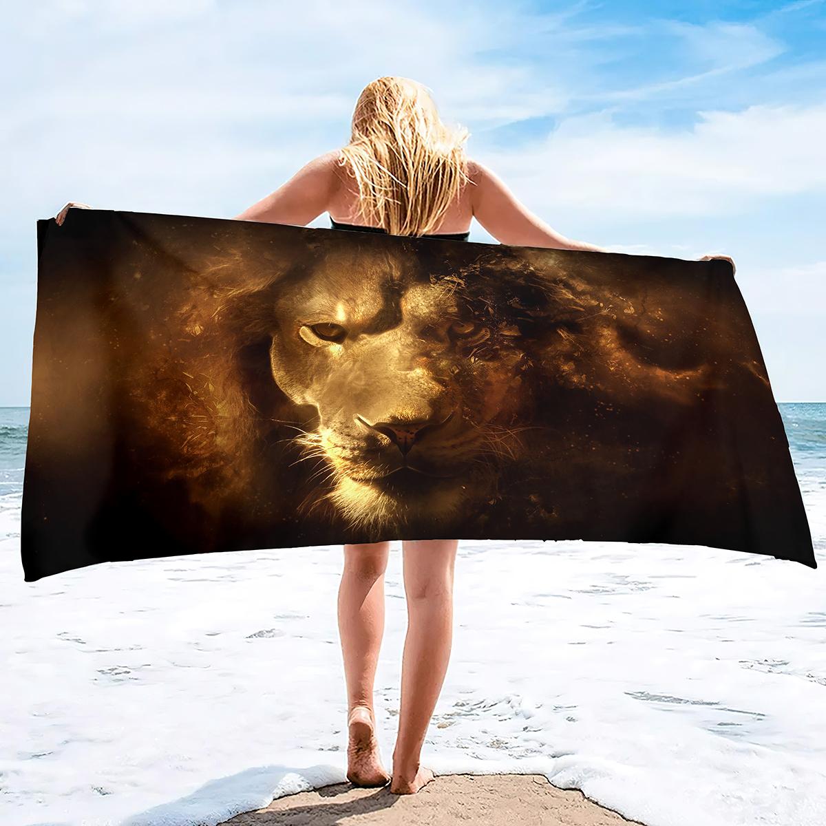 

Lion Beach Towel Microfiber Beach Towels for Adults Sand Free Beach Towel Quick Dry Large Beach Towel for Swimming,Bath, Camping W40*H60(CM)