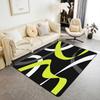 Modern Abstract Curve Print Area Rug, Black Pink & White Design Non-Slip Floor Mat for Living Room Bedroom Home Decor Carpet
