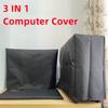 3 in 1 Oxford Desktop Computer Dust Cover Suit Waterproof 19-29 Inch Keyboard Host LCD Screen Protective Cover Household Durable