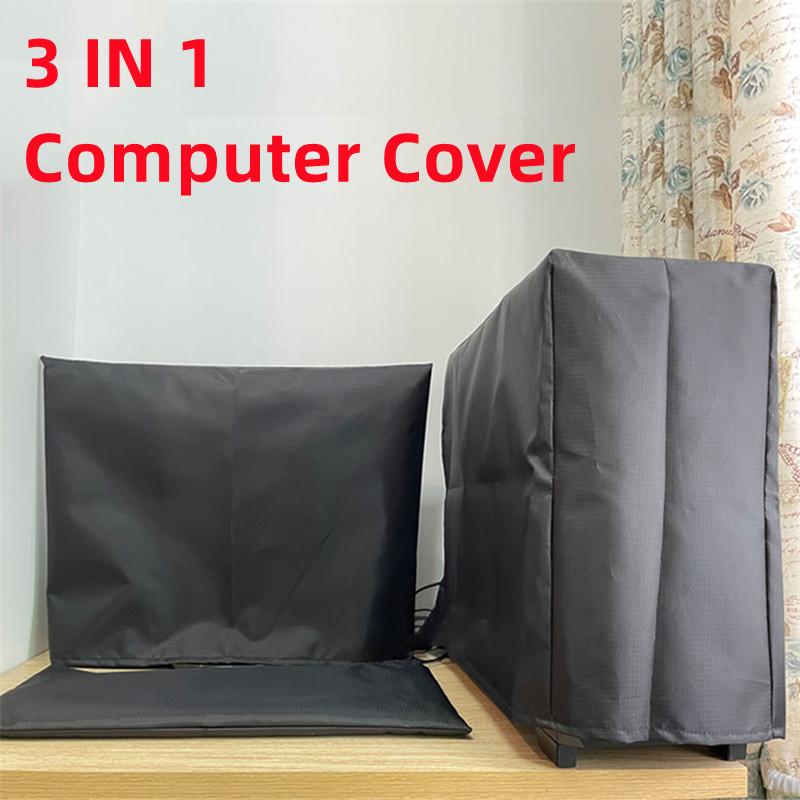 3 in 1 Oxford Desktop Computer Dust Cover Suit Waterproof 19-29 Inch Keyboard Host LCD Screen Protective Cover Household Durable