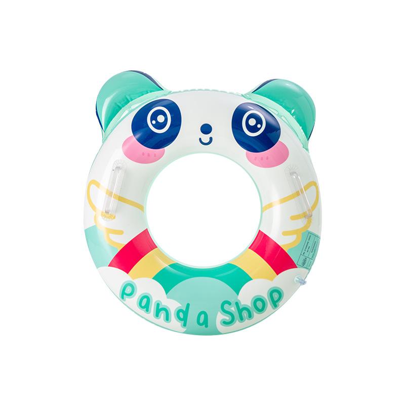 

Childrens Rainbow Cartoon Panda Pattern With Handle Inflatable Swimming Ring 50 cm зелёный