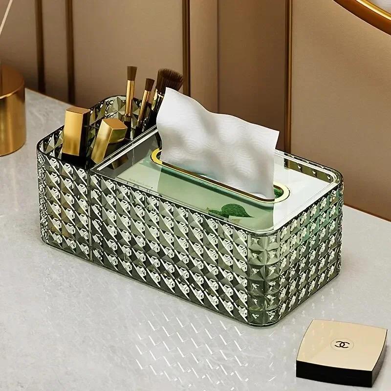 Luxury Tissue Box Paper Towel Holder Bathroom Napkin Toilet Paper Dispenser Desktop Plastic Storage Box Home Decor Ornaments