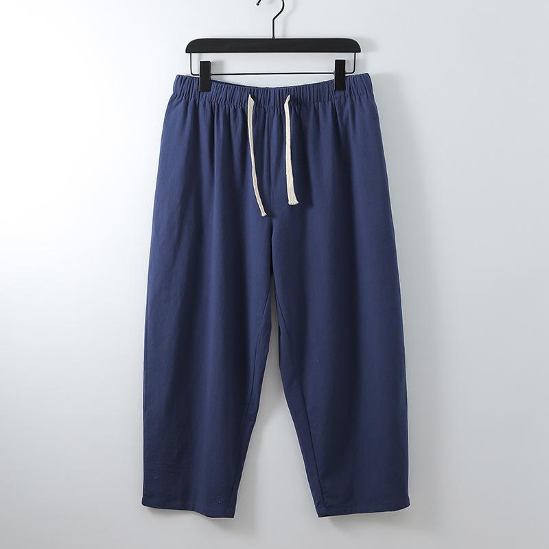 Men's Spring and Summer Breathable Cotton Nine-quarter Pants Loose Large Size Leisure Nine-quarter Pants