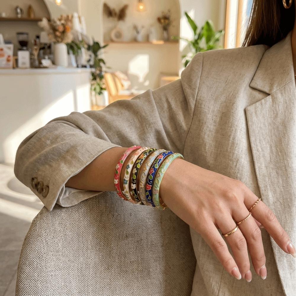 Floral Motifs Enamel Bracelet Zinc Zinc Zinc Alloy Dropped Glaze Bracelet Traditional