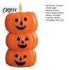 Stacked Pumpkin Lanterns Halloween 3 Tier Candle Light, Flickering Flameless LED Fall Atmosphere Ornaments Candle, Battery Operated Fake Pillar