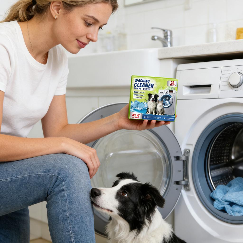 Washing Machine Cleaner Tablets for Pet Owners 24 Count Easy to Use Effortless Cleaning Decontamination Molecule Formula Fresh and Clean