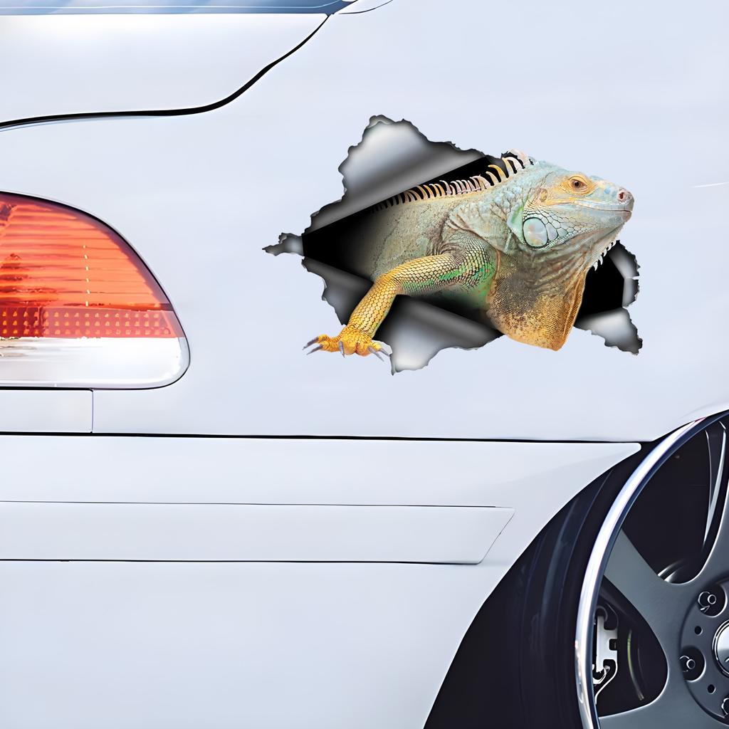 Kertenkele Araba Hayvan Çıkartmaları, 3D Efektli Su Geçirmez PVC Çıkartmalar, Çizikleri Engeller ve Eğlenceyi Artırır Otomobil Parçaları