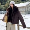 European goods pie overcome women's short autumn and winter new imitation fox big fur collar down cotton clothes loose cotton clothes