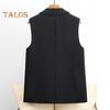 Women Vest Sleeveless Double Buttons Western Style Slim Fit Cardigan Suit Coat Pure Color Deep V Neck Formal Business Style Lady Waistcoat