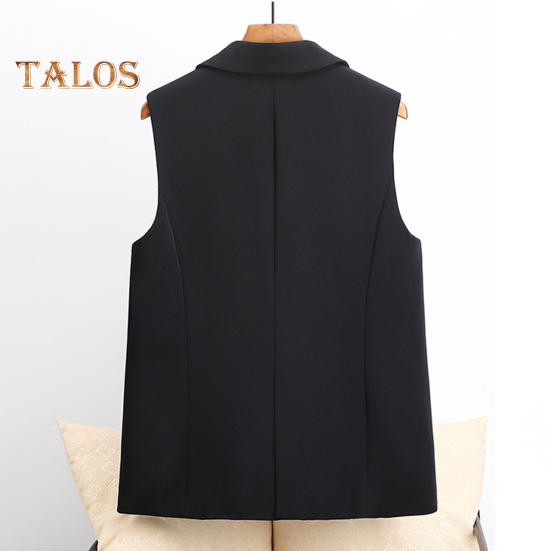 Dámská vesta bez rukávů s dvojitými knoflíčky Západní styl Slim Fit Cardigan Kabát Kabát Čistá barva Deep V Výstřih Formální Obchodní styl Dámská Vesta