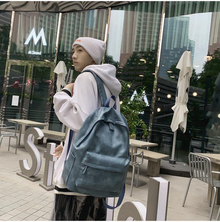 Large Capacity PU Leather Backpack - Unisex Casual Travel & College Bag