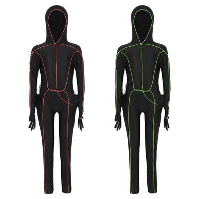 Kids Light Up Costume Halloween Alien Design Hooded Long Sleeve Full Length Zipper Jumpsuit Dress Up Party Costume