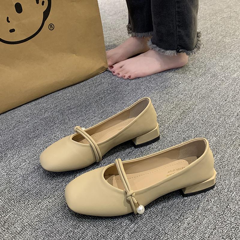 Mary Jane fairy with skirt small leather single shoes female new spring and autumn gentle flat bottom grandma ladle shoes gentle wind