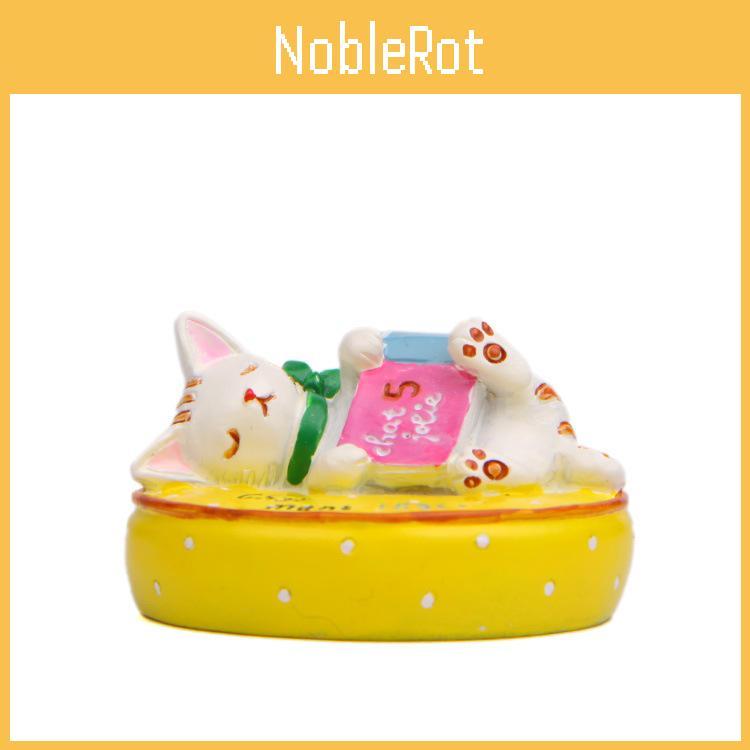 Lying Cat On A Cushion Reading A Book Resin Figurine For Living Room Decor