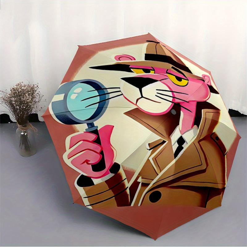 Pink Panther Detektiv Automatisches Öffnen/Schließen Regenschirm   Kompakter Reise Regenschirm, 8 Speichen Stabile Konstruktion, Ideales Geschenk, 144