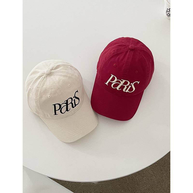 New retro baseball cap women's summer big head circumference wide brim showing face small simple letter embroidered cap