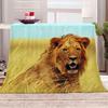 Lion Flannel Throw Blanket Wild Animals Pattern Blanket King Queen Size for Bed Sofa Couch Decor Super Soft Lightweight Gift