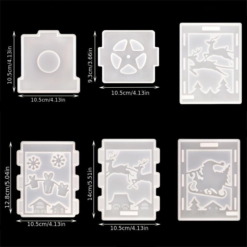 6pcs  Christmas lantern resin molds, Santa Elk Snowflake design silicone molds, suitable for DIY candlestick decoration