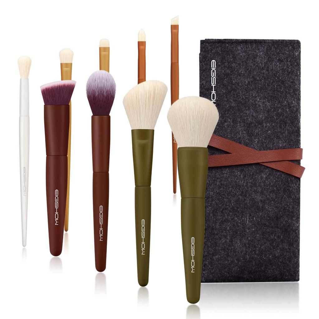EIGSHOW Zestaw do makijażu Cieni do powiek Twarz Włókno Premium Super Zawiera Specjalne Pędzle, 9, Pędzel, Pędzel, Włosie, Miękki, Uroczy, Saszetka, Przenośny,