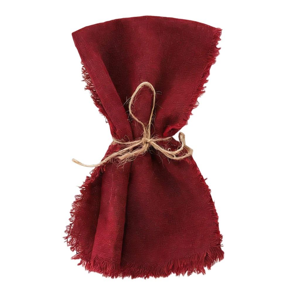 6pcs 42x42cm Cotton Napkins Reusable Fringed Napkins New Year Cloth Napkins  Kitchen Use