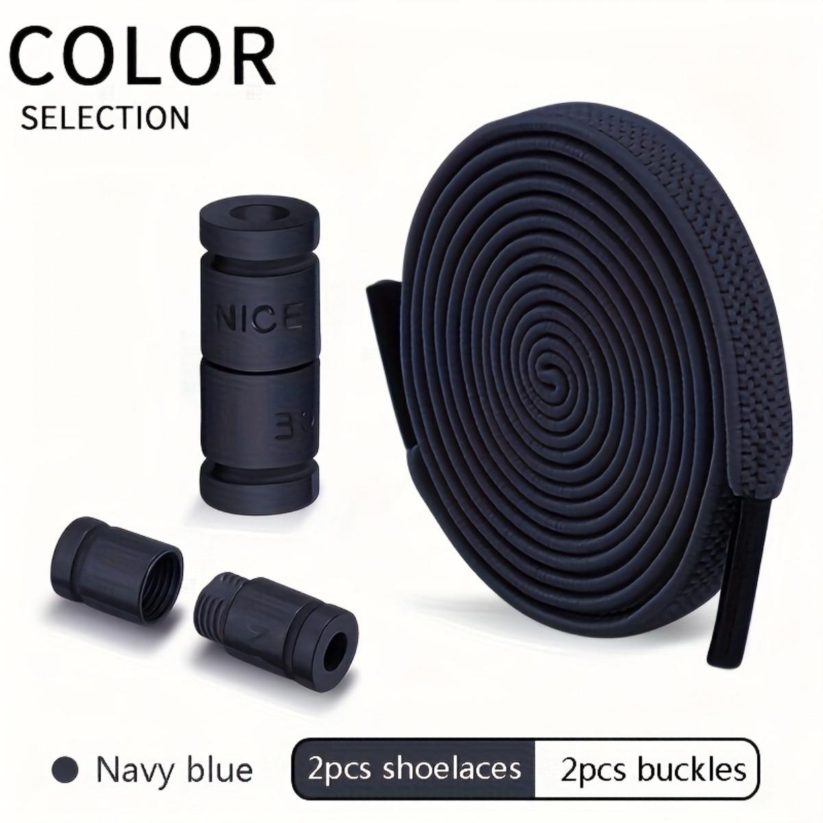 

Эластичные шнурки с фиксацией без узлов, 1 пара — легкий ацетат, спортивный стиль, с монограммой, легко завязывать, можно стирать вручную темно-синий