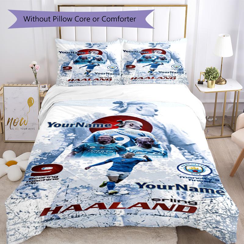 Haaland 202 Customize Your Name Bedding Set Breathable Duvet Cover with Pillowcases Home Decoration Birthday Gift