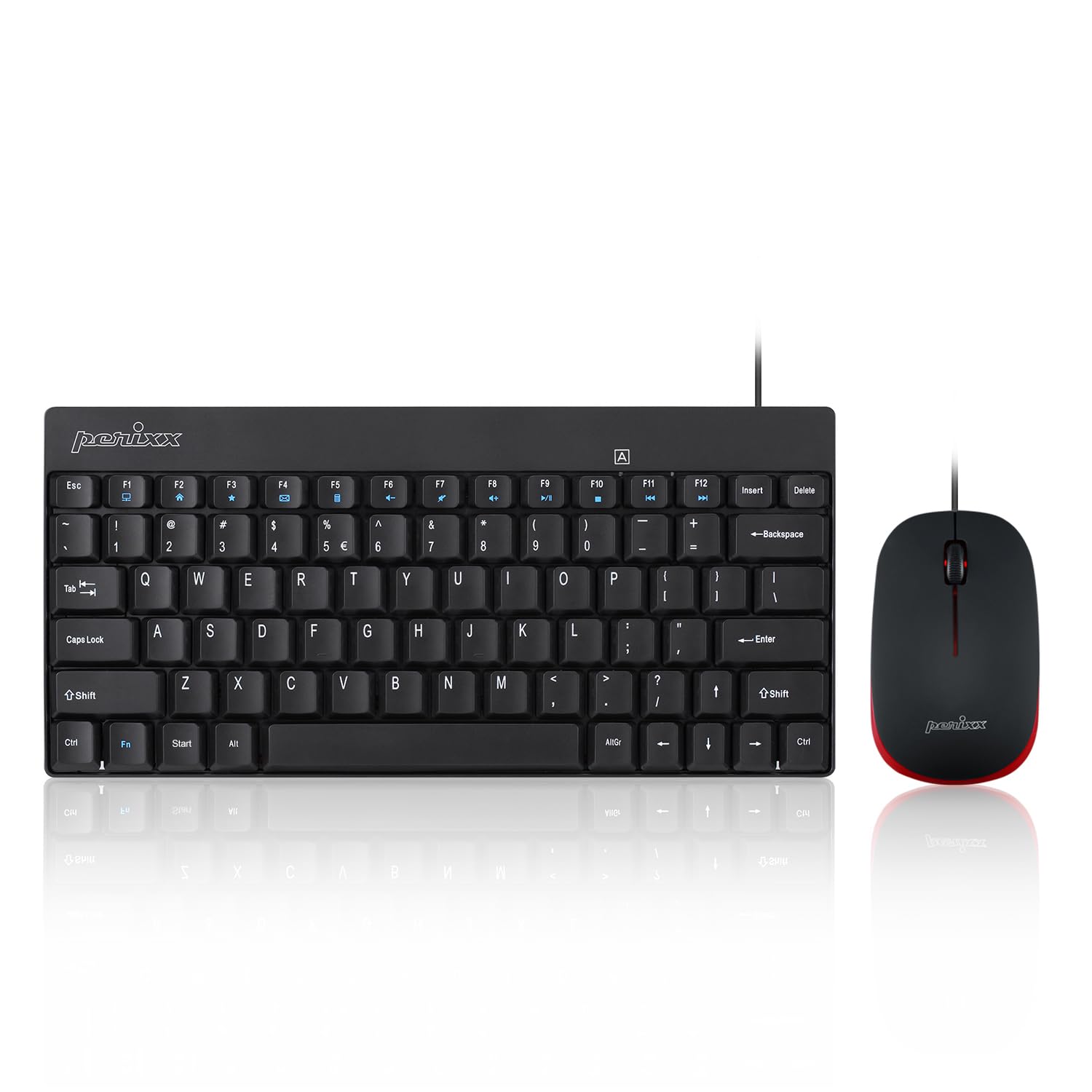 

Perixx Mini Keyboard and Mouse Set USB Black Wired English Layout PERIDUO-212BUS