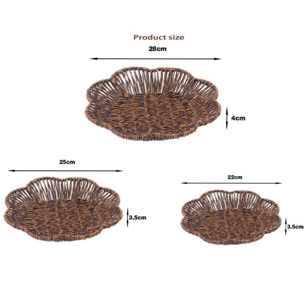 Retro Woven Imitation Rattan Fruit Plate  Wedding Candy Flower Storage