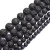 Wholesale 4-14mm Natural Black Volcanic Lava Stone Round Beads 15" Pick Size For Jewelry Making Diy Bracelet
