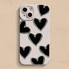 Luxury Black Love Heart Soft Silicone Phone Case For iPhone 15 14 13 12 11 Pro Max Mini XR X XS Max 7 8 Plus Shockproof Cover