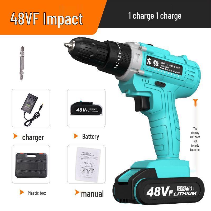 German Dual-Speed Lithium Battery Drill: Industrial-Grade, Electric Screwdriver, Hand Drill, Impact Drill for Household Use.