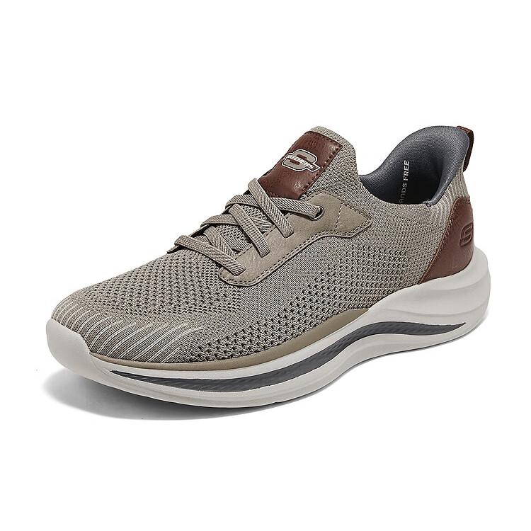 Skechers Slip-On Shoes Comfortable Mesh Casual Walking Shoes Training Shoes Men Sneaker Gray Brown 211086-TPE