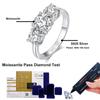 4CT Moissanite Engagement Ring for Women 3-stone S925 Sterling Silver 18k Gold Plated Wedding Band Promise Diamond Rings