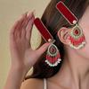 Ethnic Style Red Diamond Fringed Hairpin, New Year'S Retro Bohemian Fashion Temperament Hair Accessories