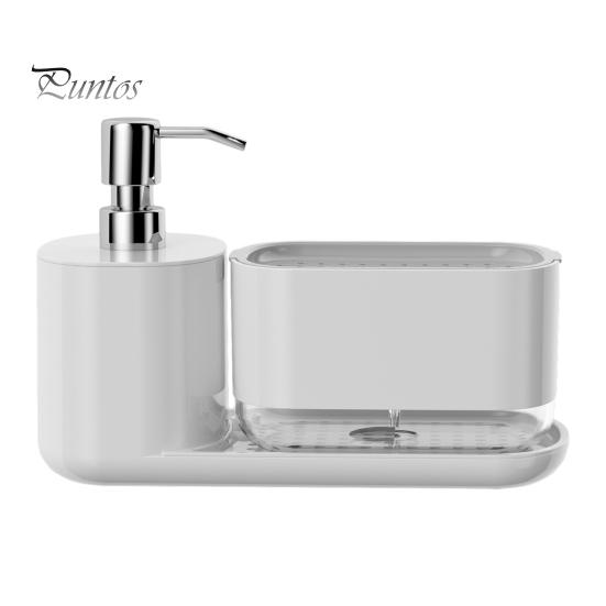 

Дозатор мыла для кухонной посуды с держателем губки. Противоскользящее основание. Многоразовый контейнер для мыла для рук и посуды. Коробка для дозирования дезинфицирующего средства для рук для домашнего отеля.