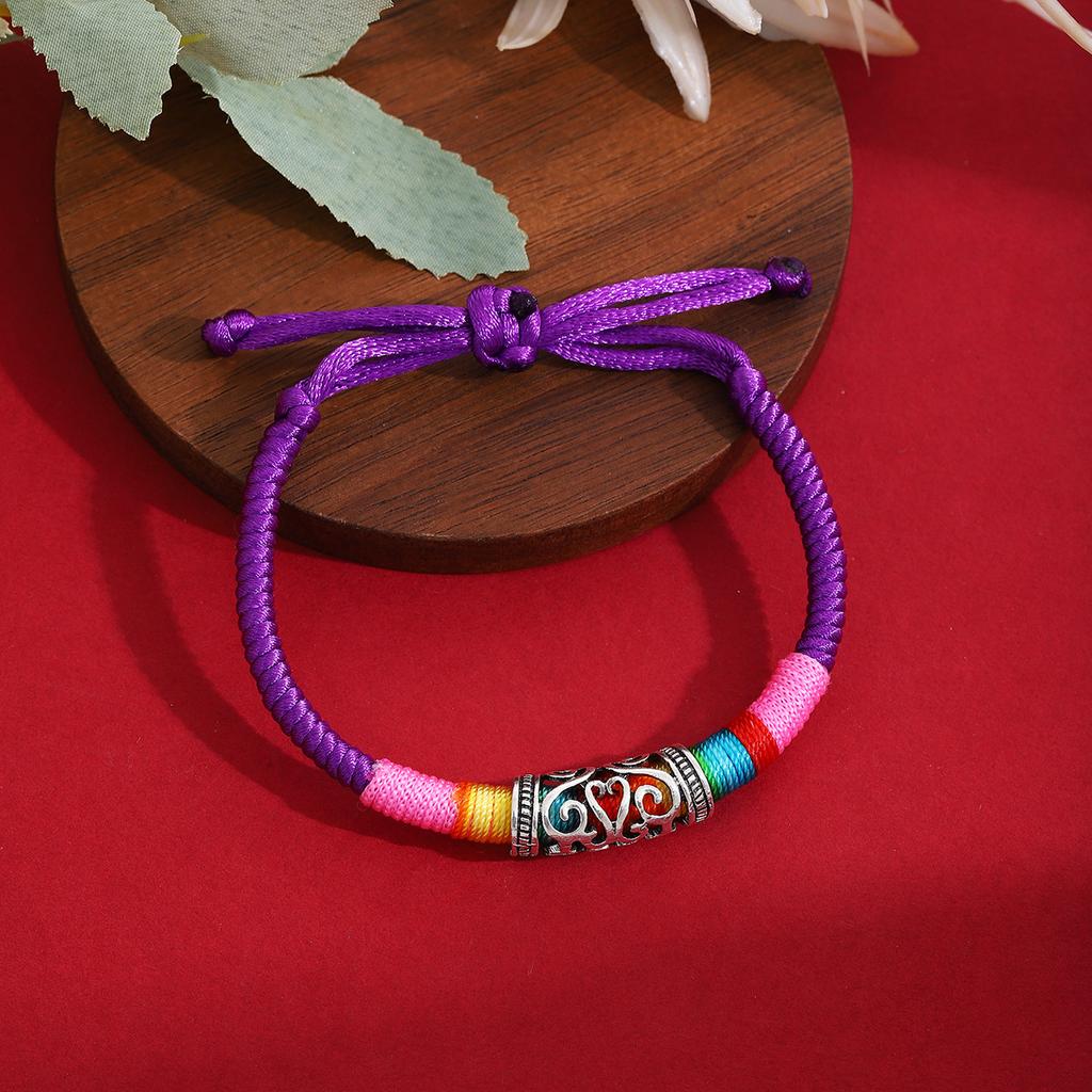 Ethnischer Stil Tibetische Passepartout-Textur Gewebtes Mehrfarbiges Seil, Retro Imitation Miao Silber Leichter Luxus Einziehbar Mode Handseil