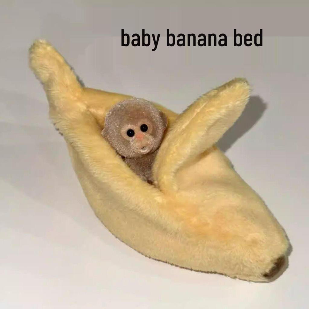 2026 Healing Flocked Monkey Plush Toy: Soft Banana Bed Cushion with Velvet Fabric