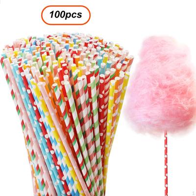 100 Stück Papierstrohhalme Süßigkeitstüten Mehrfarbig Süßigkeiten Herstellungszubehör Stiele für Sommersaft