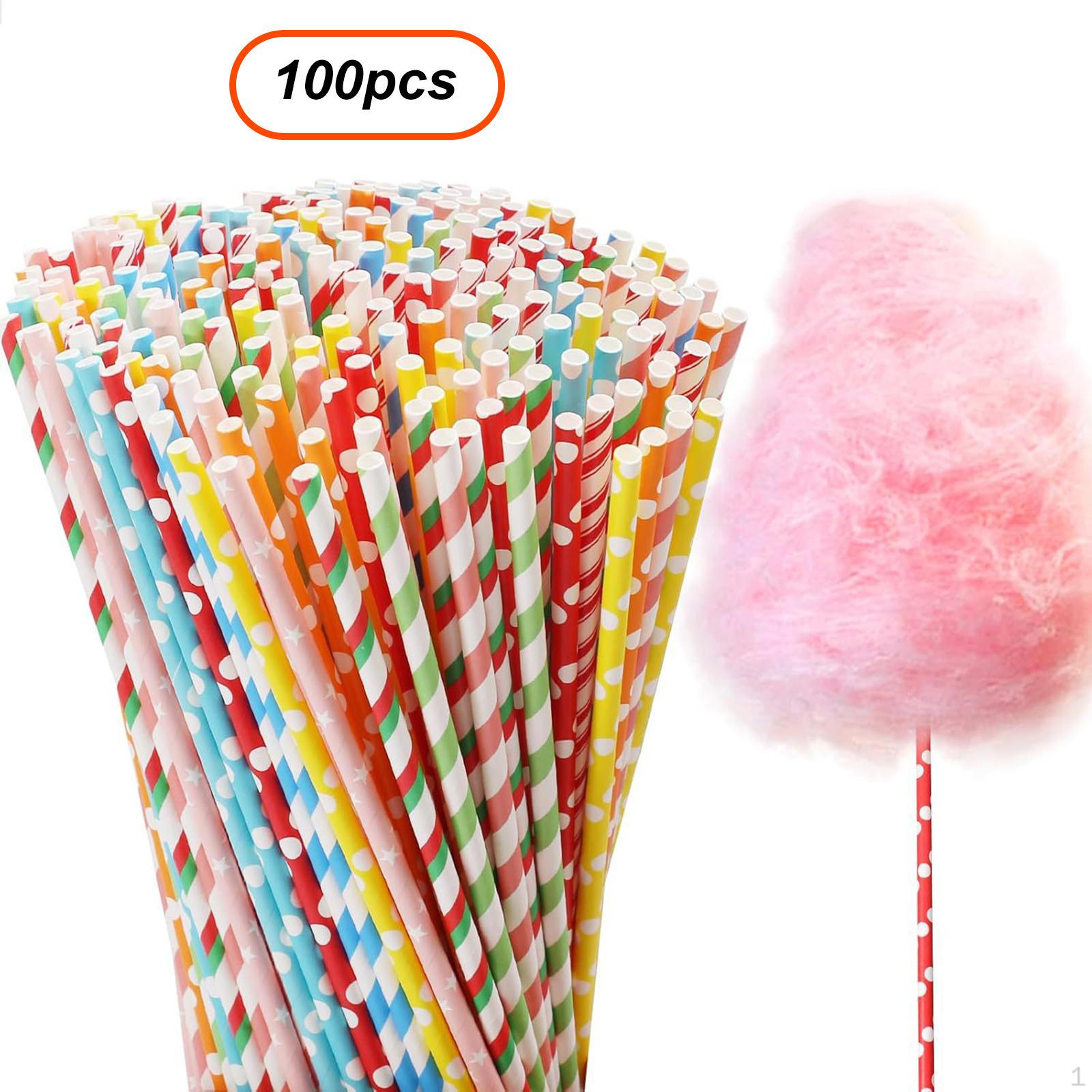 

100 Pieces Paper Straws Candy Cones Multicolor Candies Making Supplies Sticks for Summer Juice