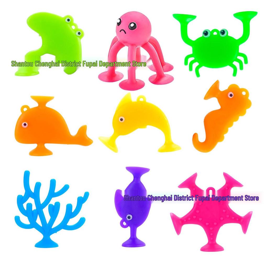 Colorful Sea-Themed Suction Cup Bath Toys Set for Kids