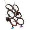 Bird Hanging Swings Toy Wooden Parrot Swing Circle Ring Toy Climbing Net with Bells6 Rings