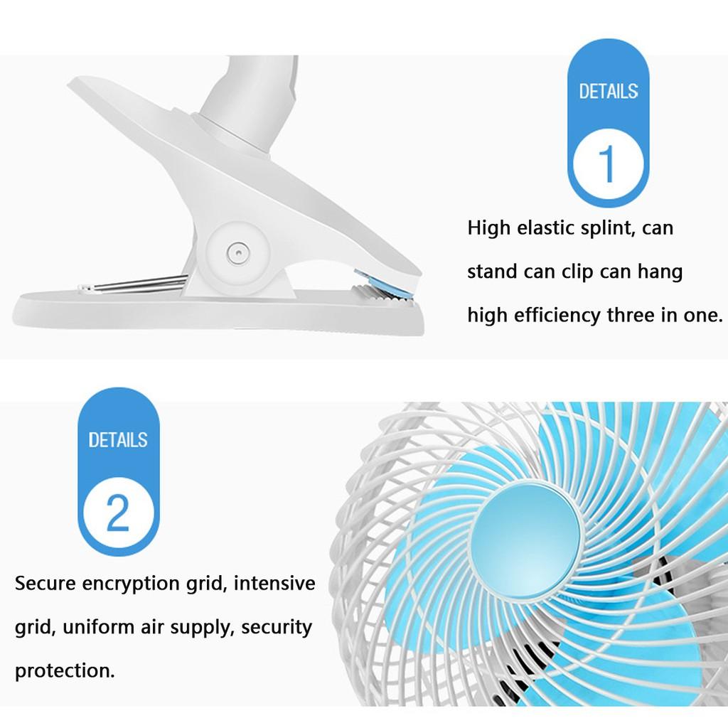 20W Mini Desktop Fan High-Speed Air Desk and Clip On Fan 180 Degree Adjustable With Fan Head Clamp For Dormitory Office