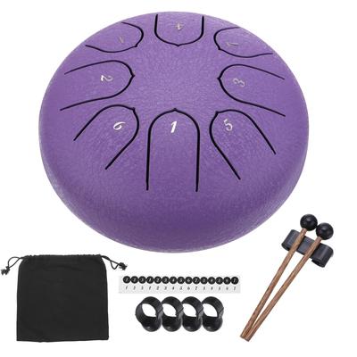 Uxcell Steel Tongue Drum, 6" 8-Note Steel Hand Drum with Bag, Mallets, and Music Sheet, Worry-Free for Yoga, Meditation, and Camping (Purple)